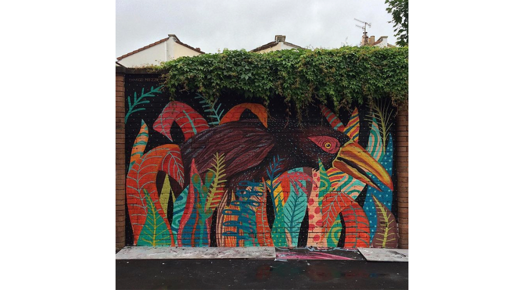 Mural de grafite pintado por Thiago Mazza. Foto: Instagram @mazzolandia