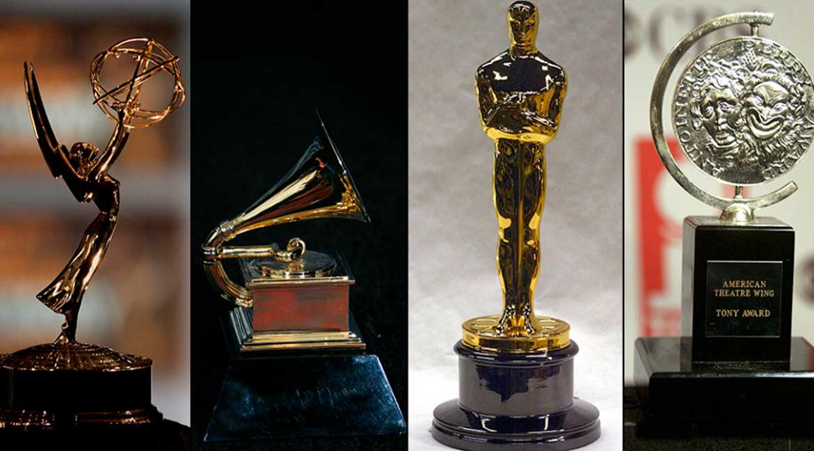 Entre atores, produtores, diretores e compositores, um seleto grupo de 16 artistas tem o título de EGOT. Fotos: Vince Bucci/GABRIEL BOUYS/AFP/Tim Boyle/Matthew Peyton/Getty Images